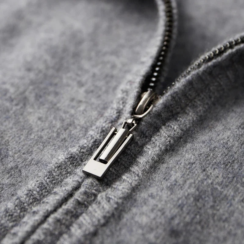 Men's Tipped Stand-Collar Zip Knit Jacket