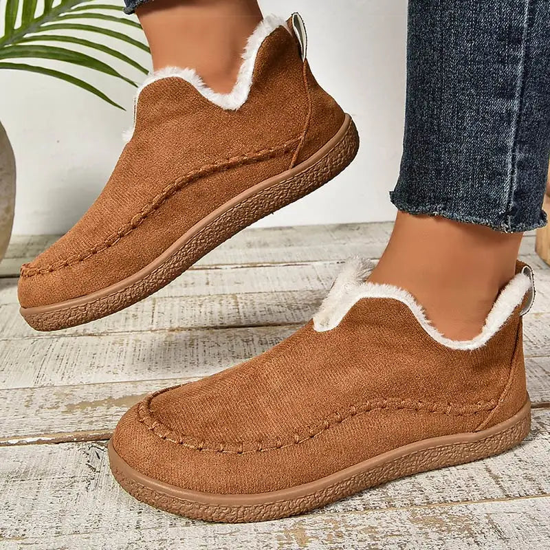 Cushioned Faux Fur-Lined Moc Ankle Booties