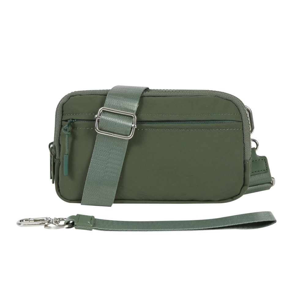 Triple-Zip Crossbody Phone Wallet