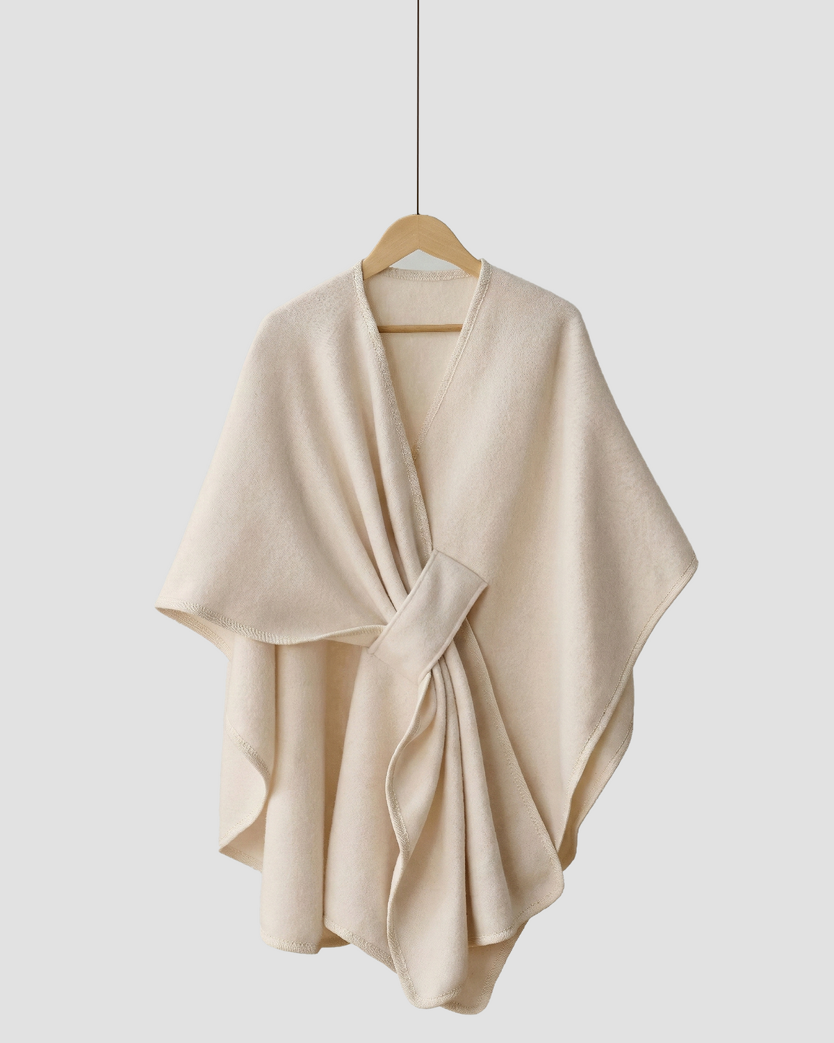 Knotted-Front Fleece Drape Shawl
