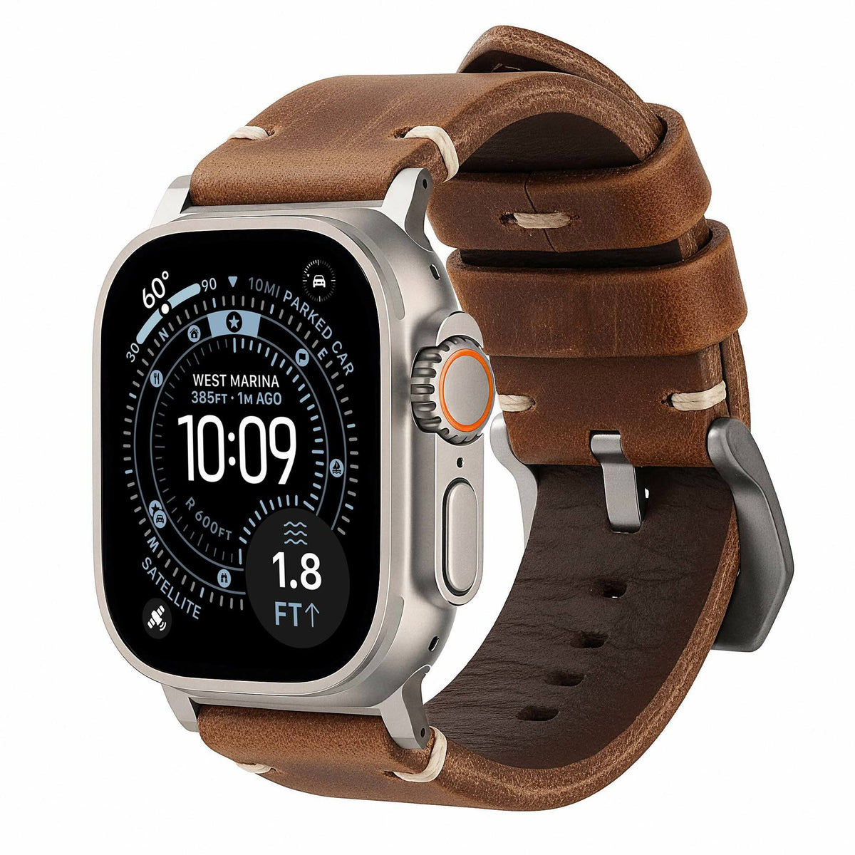 Men's Rugged Oiled Leather-Look Smartwatch Strap
