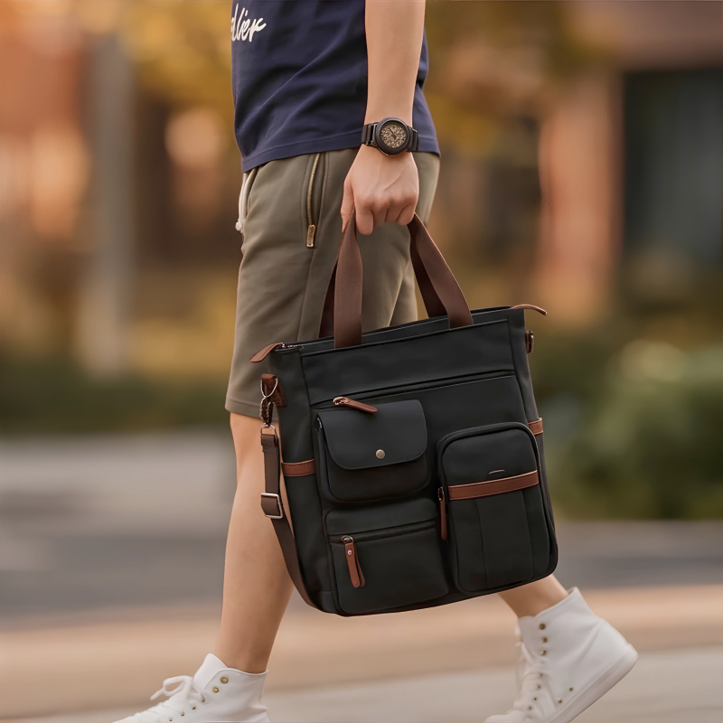 Men's Canvas Multi-Pocket Messenger Bag