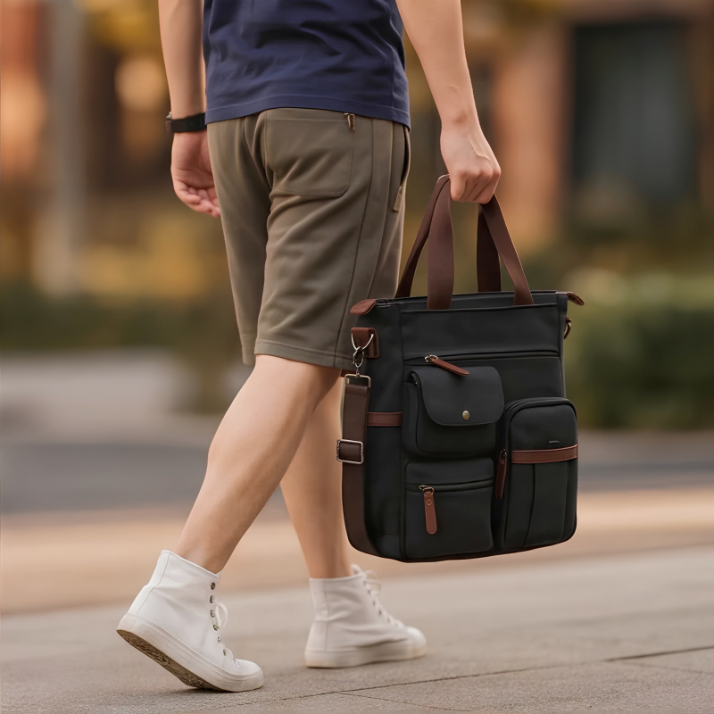Men's Canvas Multi-Pocket Messenger Bag