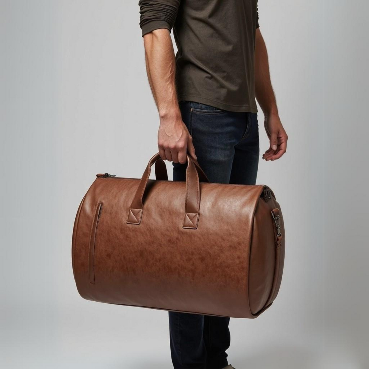 Men's Vegan Leather Weekender Duffel Bag