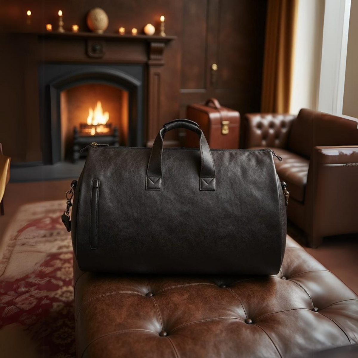 Men's Vegan Leather Weekender Duffel Bag