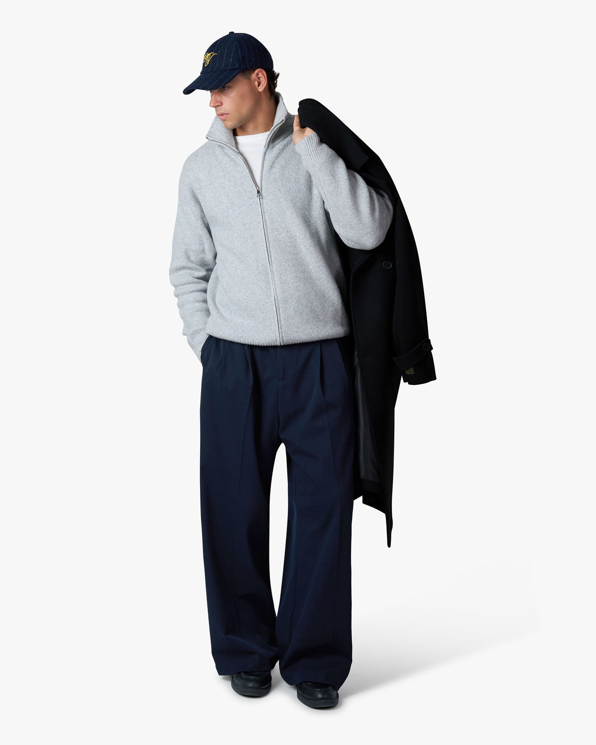 Men's Zip-Up Funnel Neck Knit Cardigan