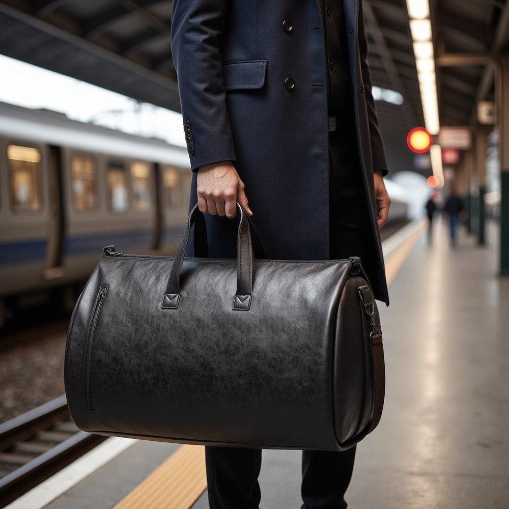 Men's Vegan Leather Weekender Duffel Bag