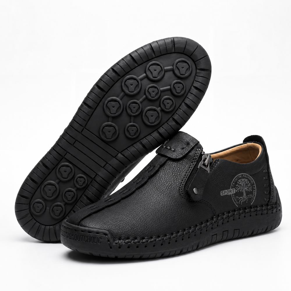 Hand-Stitched Side-Zip Slip-On Loafers