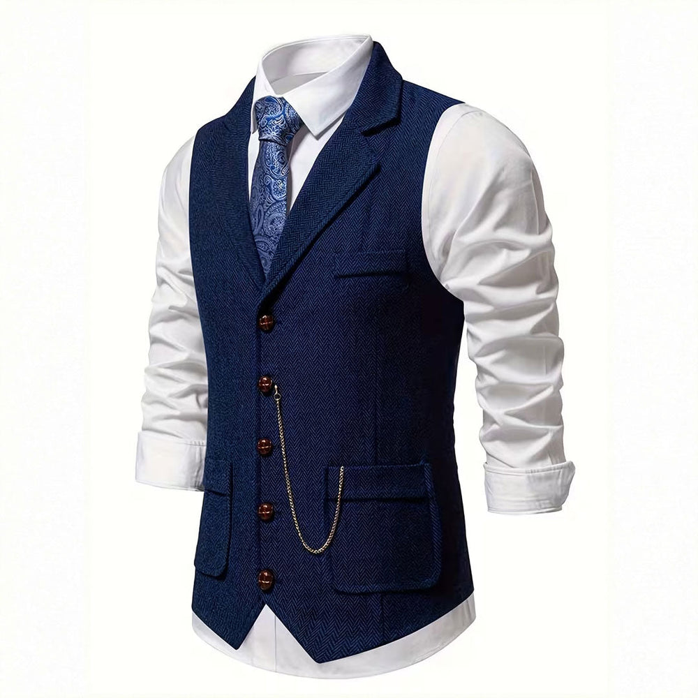 Men's Herringbone Tweed-Style Waistcoat