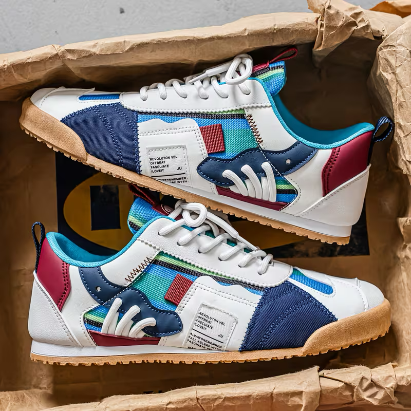 Men's Patchwork Retro Gum-Sole Sneakers