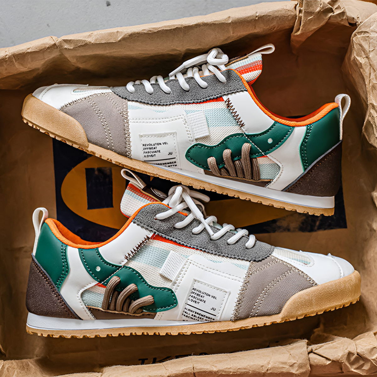 Men's Patchwork Retro Gum-Sole Sneakers