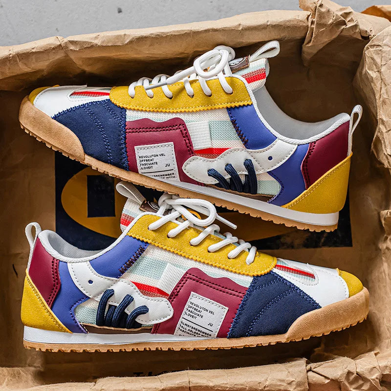 Men's Patchwork Retro Gum-Sole Sneakers