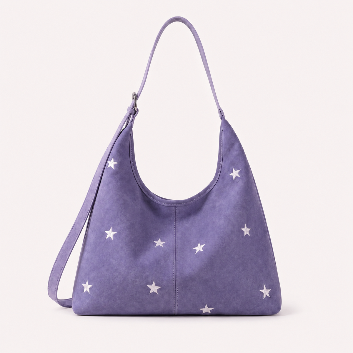 Embroidered Star Suede-Look Shoulder Bag
