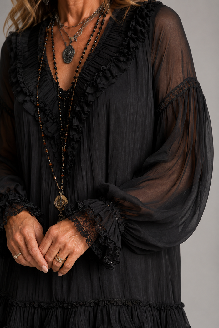 Ruffled neckline