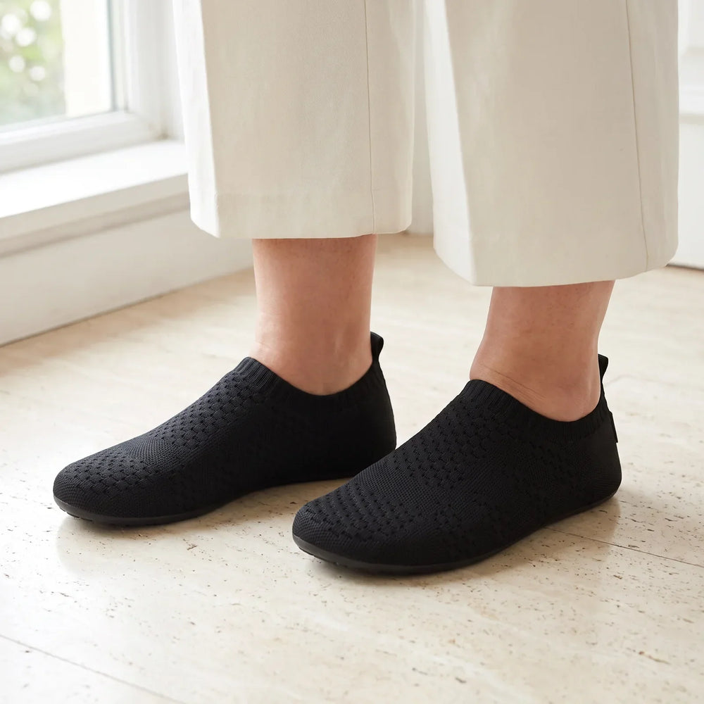 Knit Sock Slippers with Non-Slip Sole