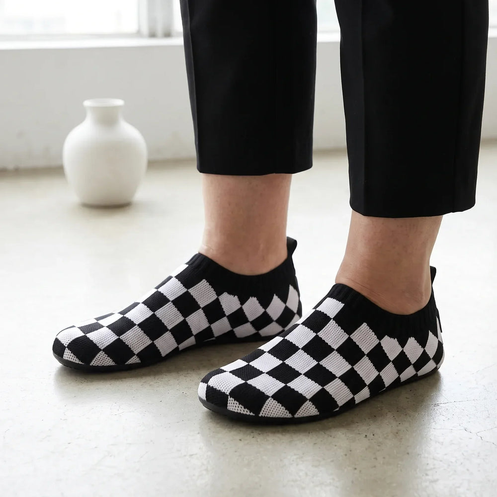 Knit Sock Slippers with Non-Slip Sole