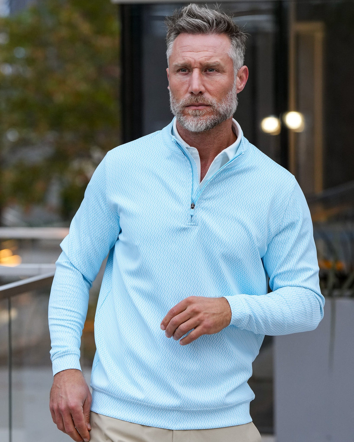 Men's Textured Stretch Quarter-Zip Pullover