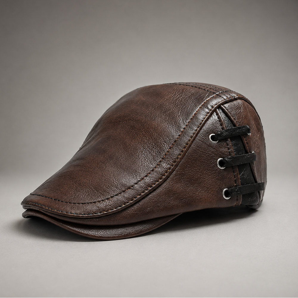 Men's Faux Leather Flat Driving Cap