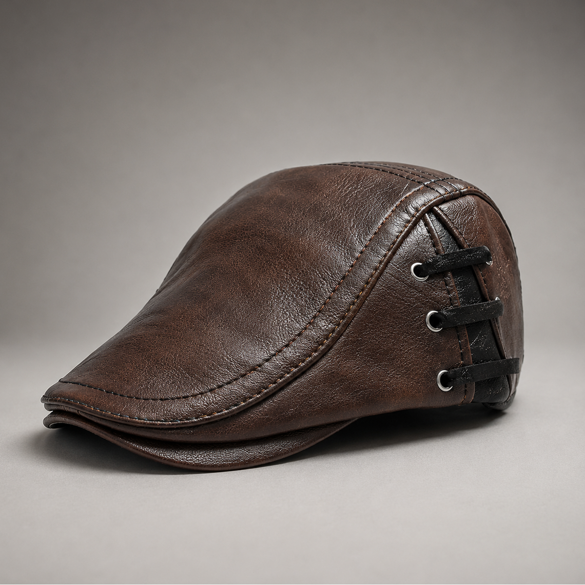 Men's Faux Leather Flat Driving Cap