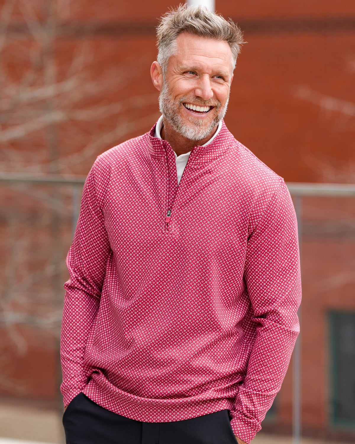 Men's Textured Stretch Quarter-Zip Pullover