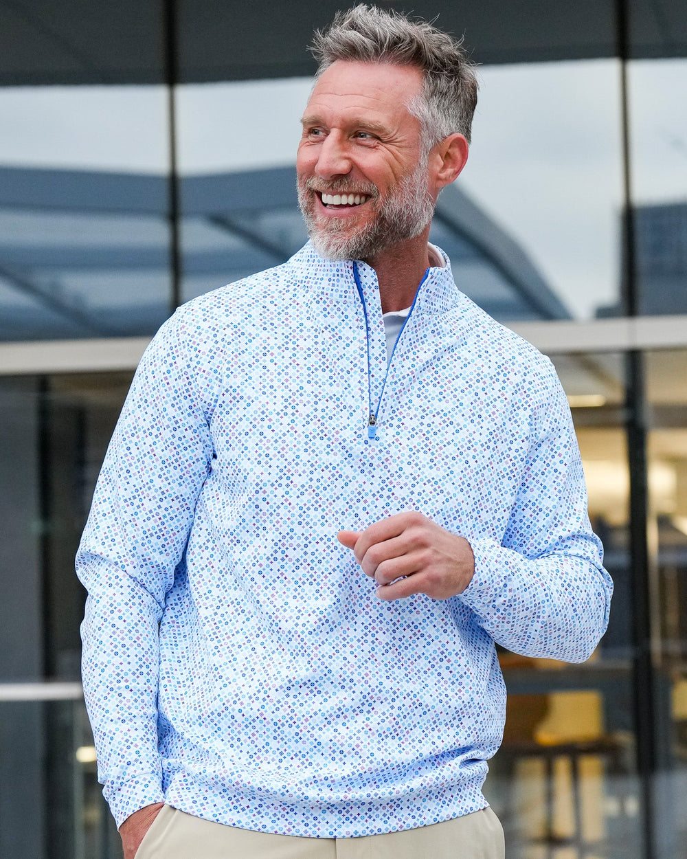 Men's Textured Stretch Quarter-Zip Pullover