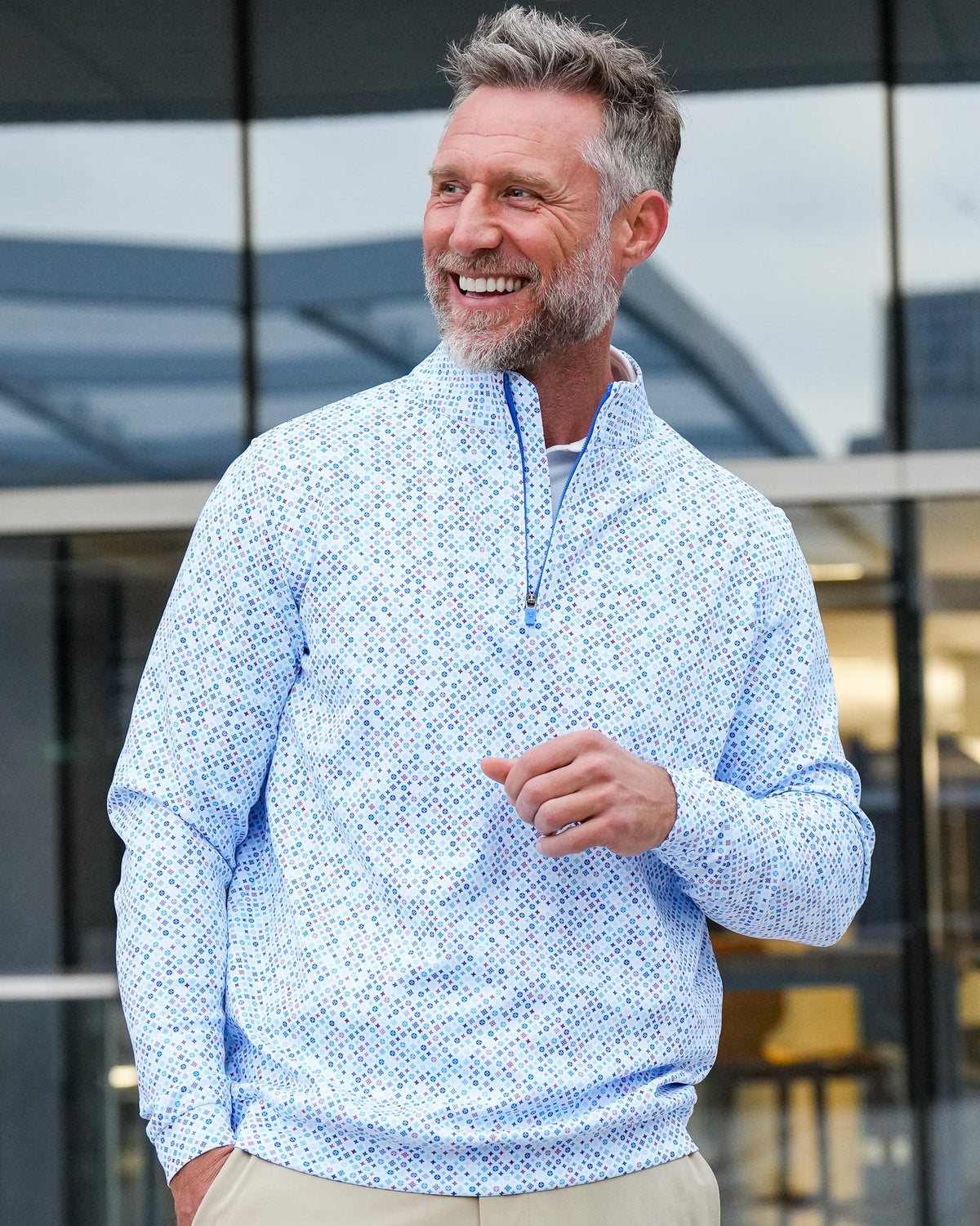 Men's Textured Stretch Quarter-Zip Pullover