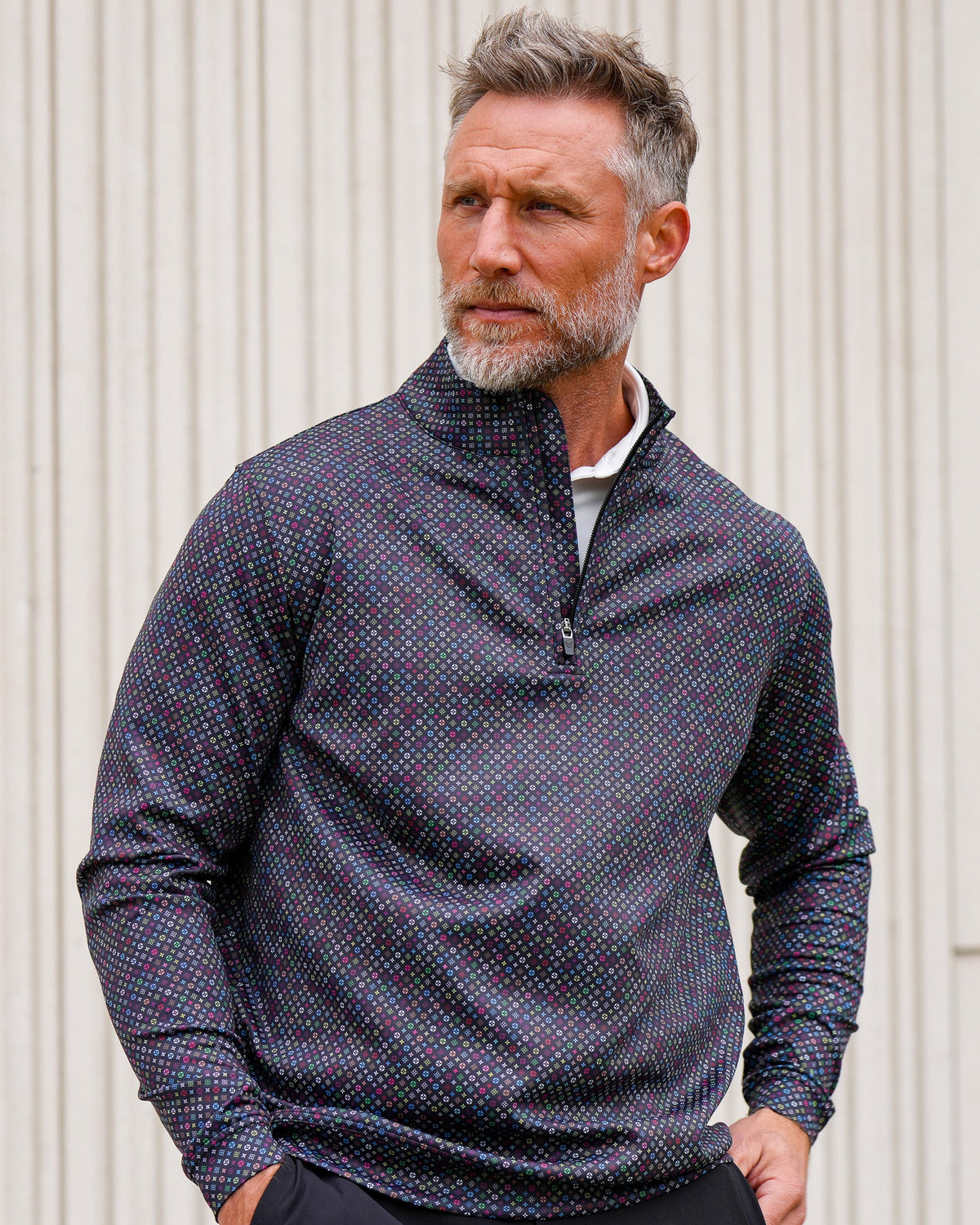 Men's Textured Stretch Quarter-Zip Pullover