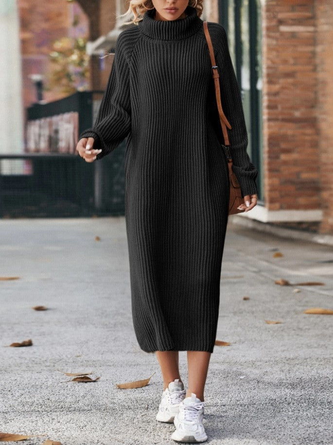 Ribbed Turtleneck Maxi Sweater Dress