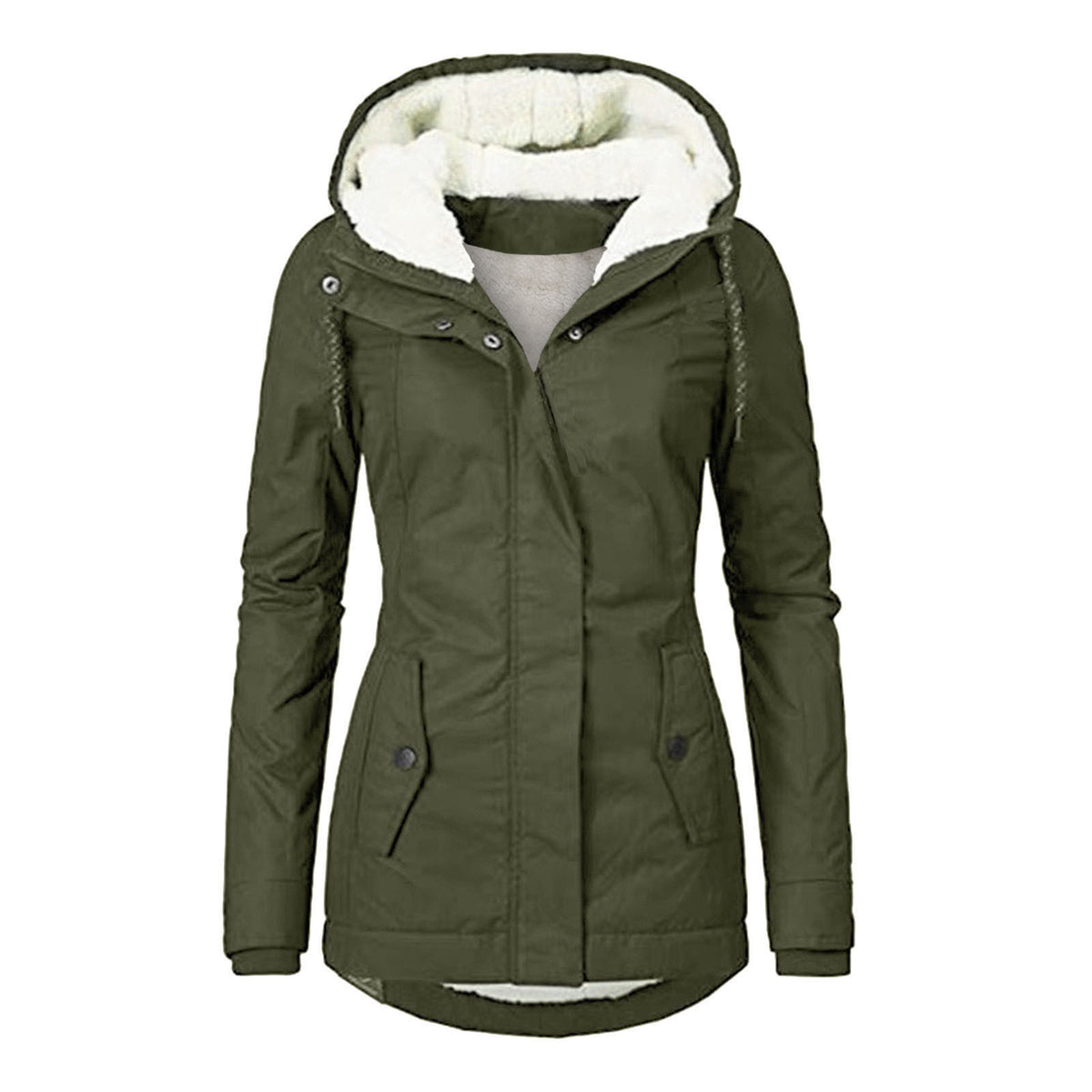 Sherpa-Lined Hooded Utility Parka Jacket