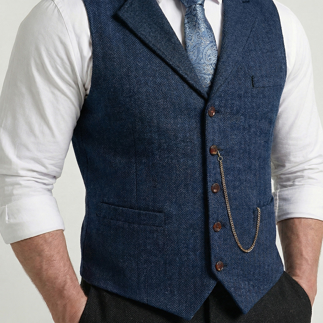 Men's Herringbone Tweed-Style Waistcoat