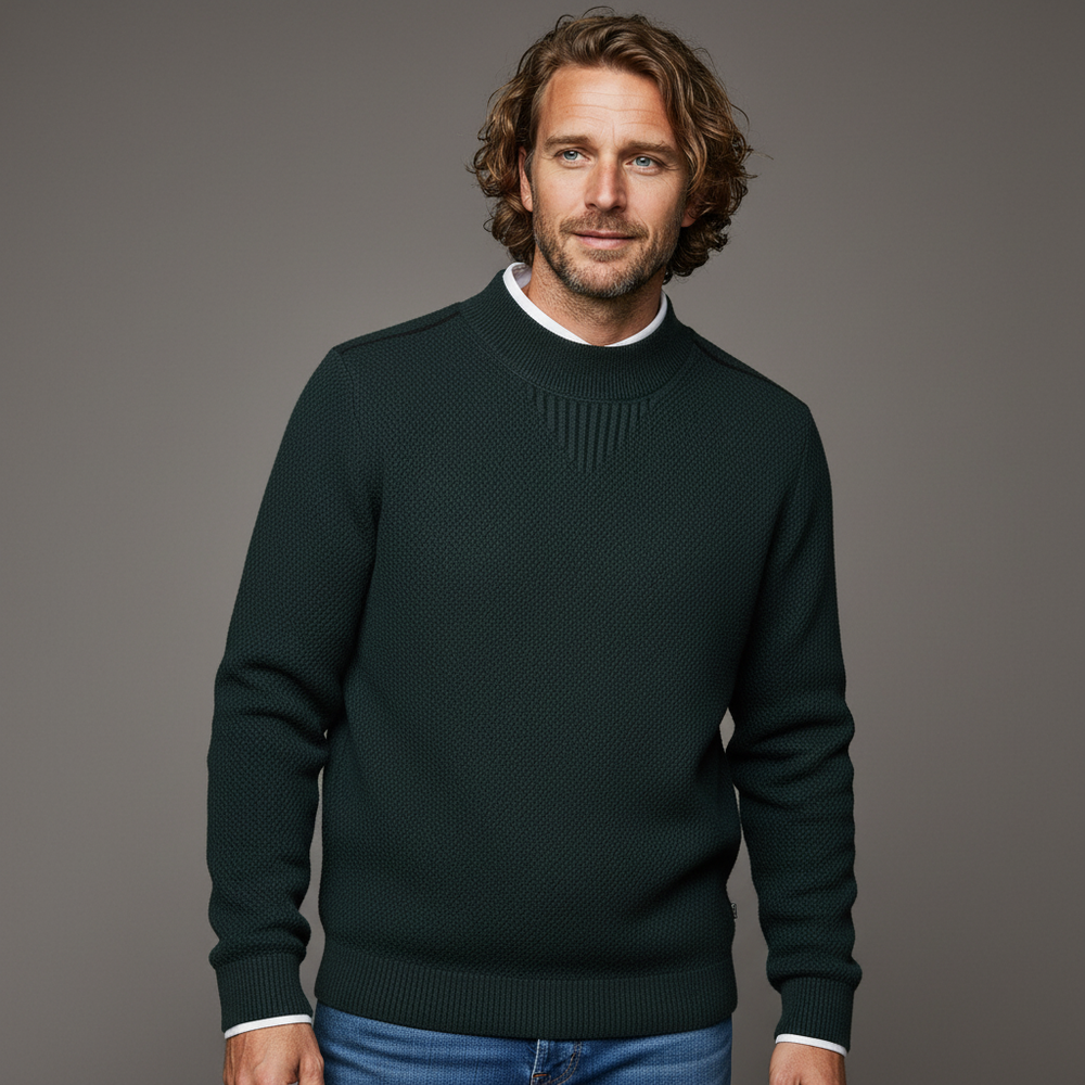 Men's Textured Knit Crewneck Sweater