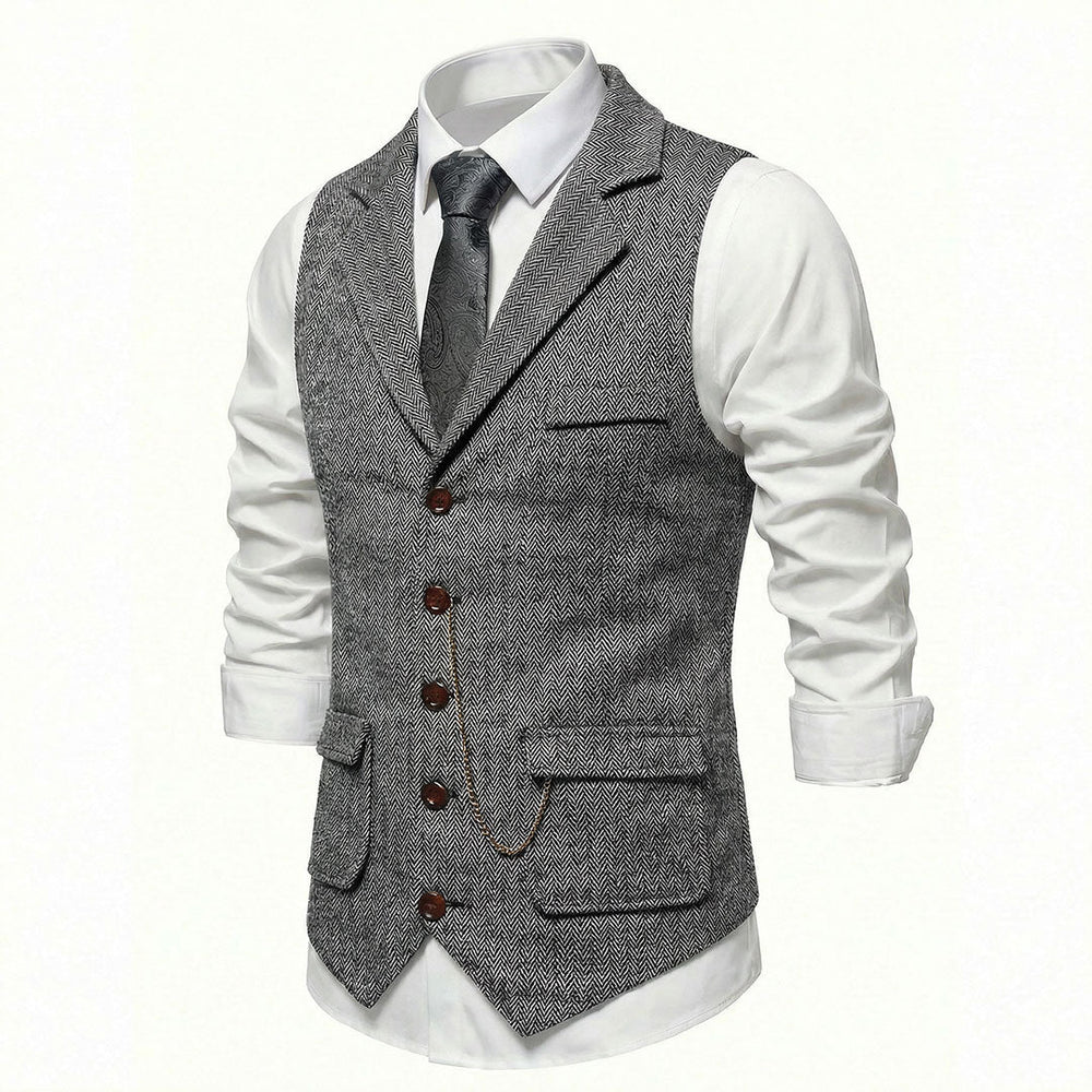 Men's Herringbone Tweed-Style Waistcoat