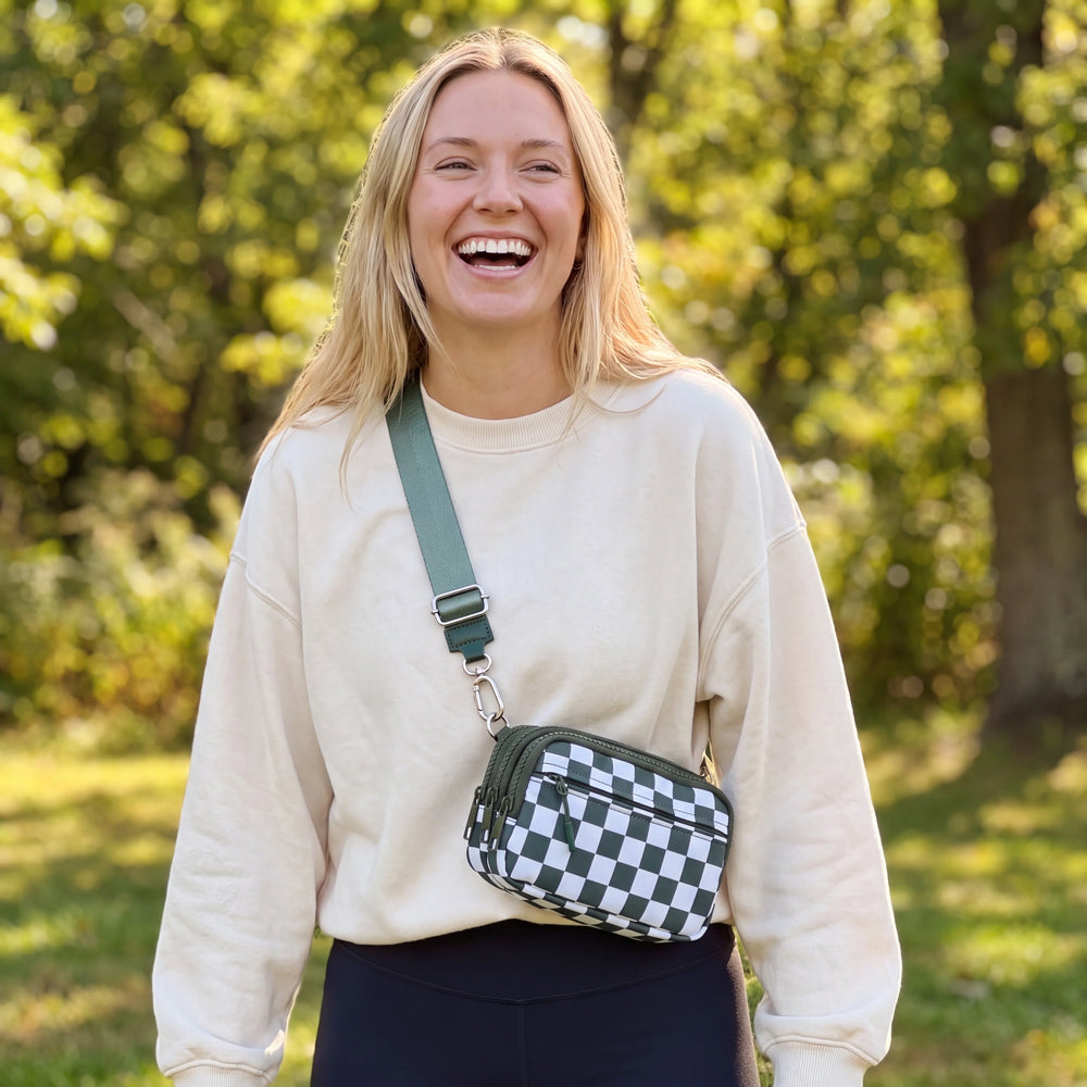 Triple-Zip Crossbody Phone Wallet