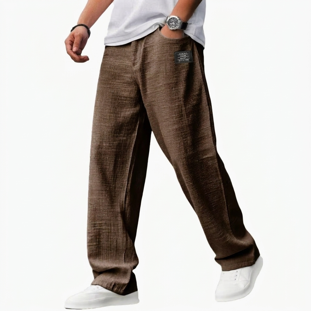 Men's Relaxed Linen-Blend Drawstring Pants