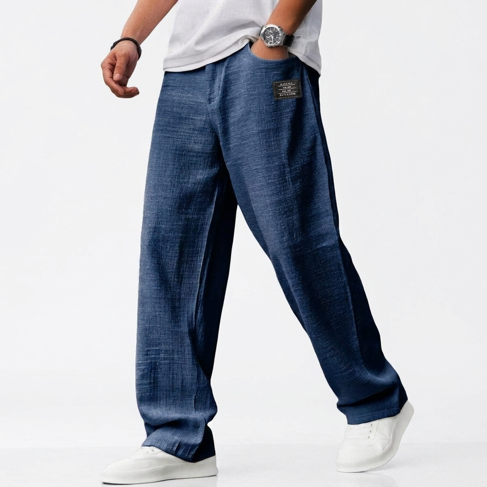 Men's Relaxed Linen-Blend Drawstring Pants