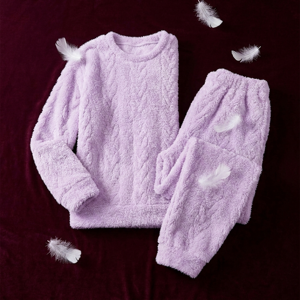 Cable-Texture Plush Fleece Lounge Set