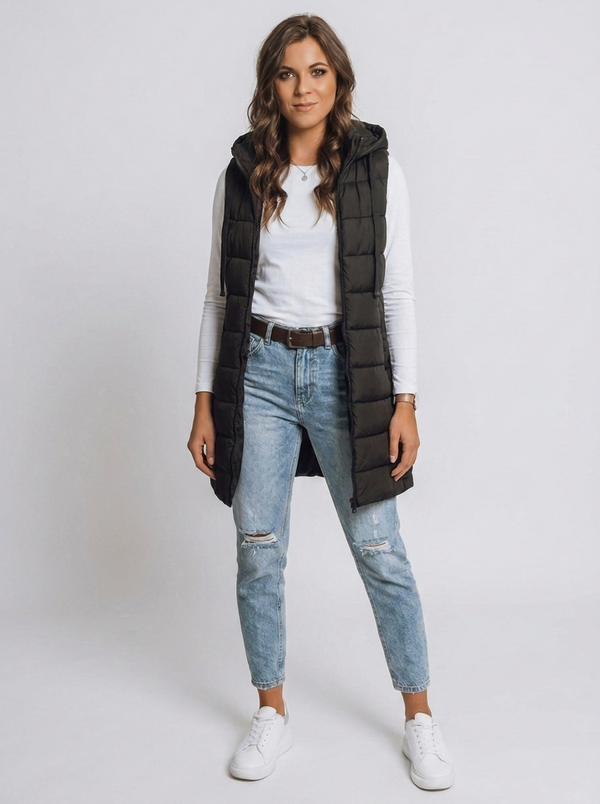 Longline Hooded Quilted Puffer Vest