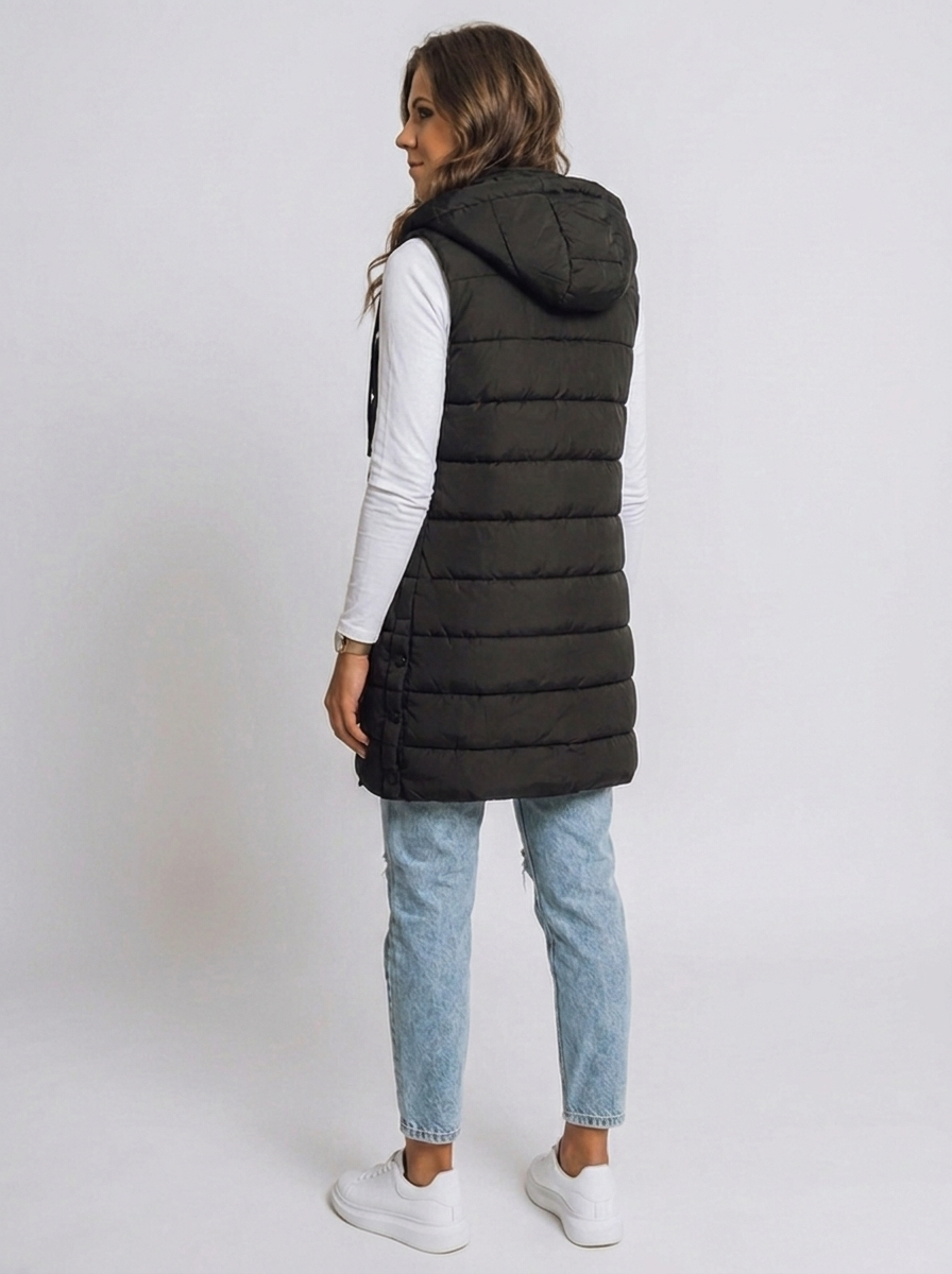 Longline Hooded Quilted Puffer Vest
