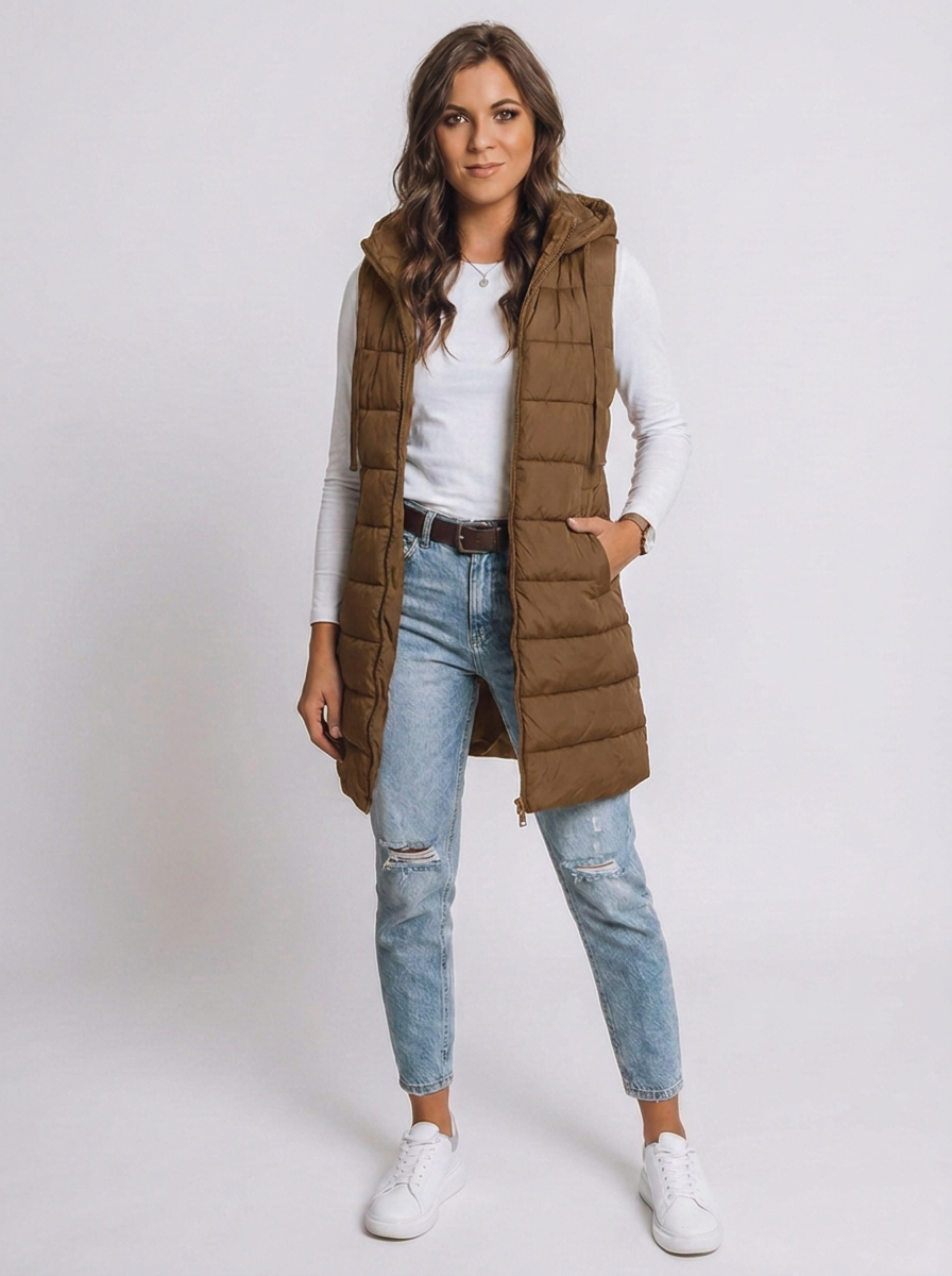 Longline Hooded Quilted Puffer Vest