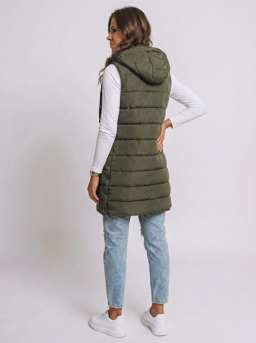 Longline Hooded Quilted Puffer Vest