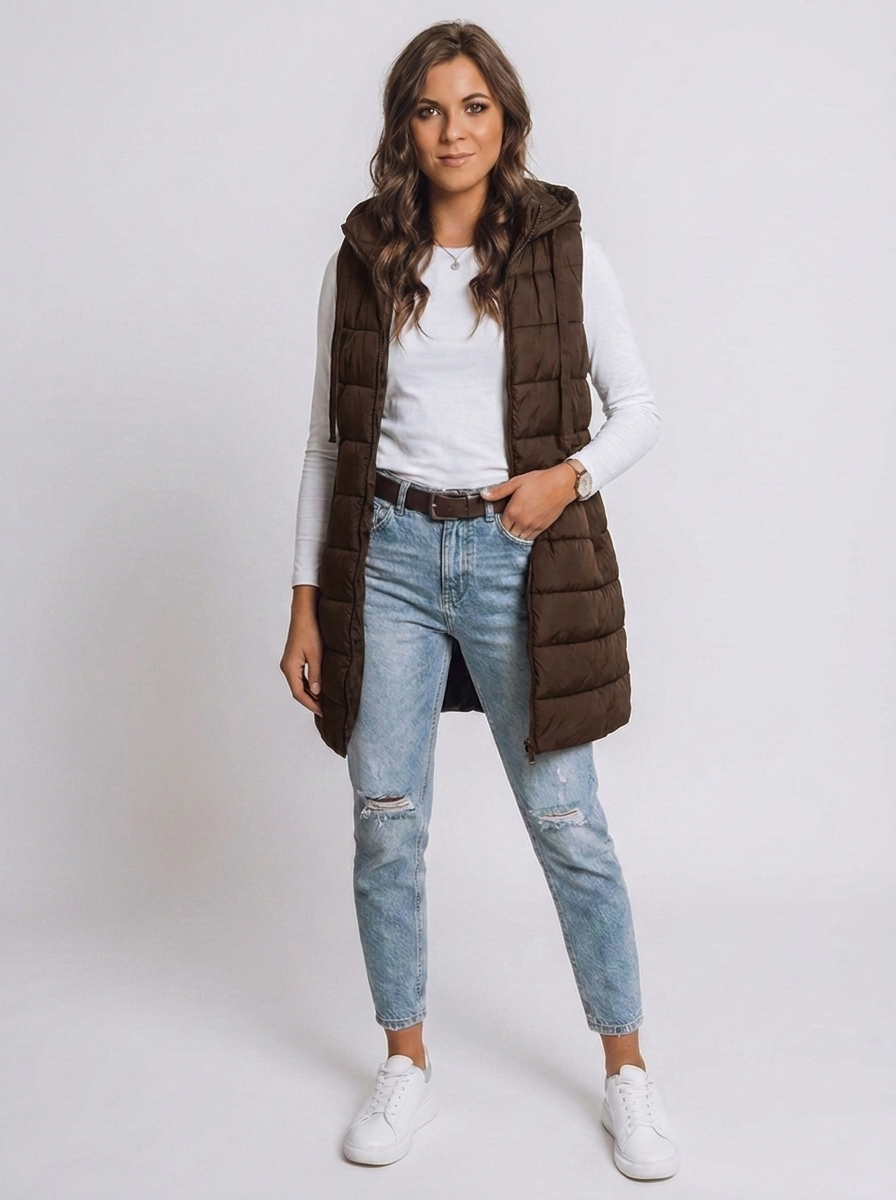 Longline Hooded Quilted Puffer Vest