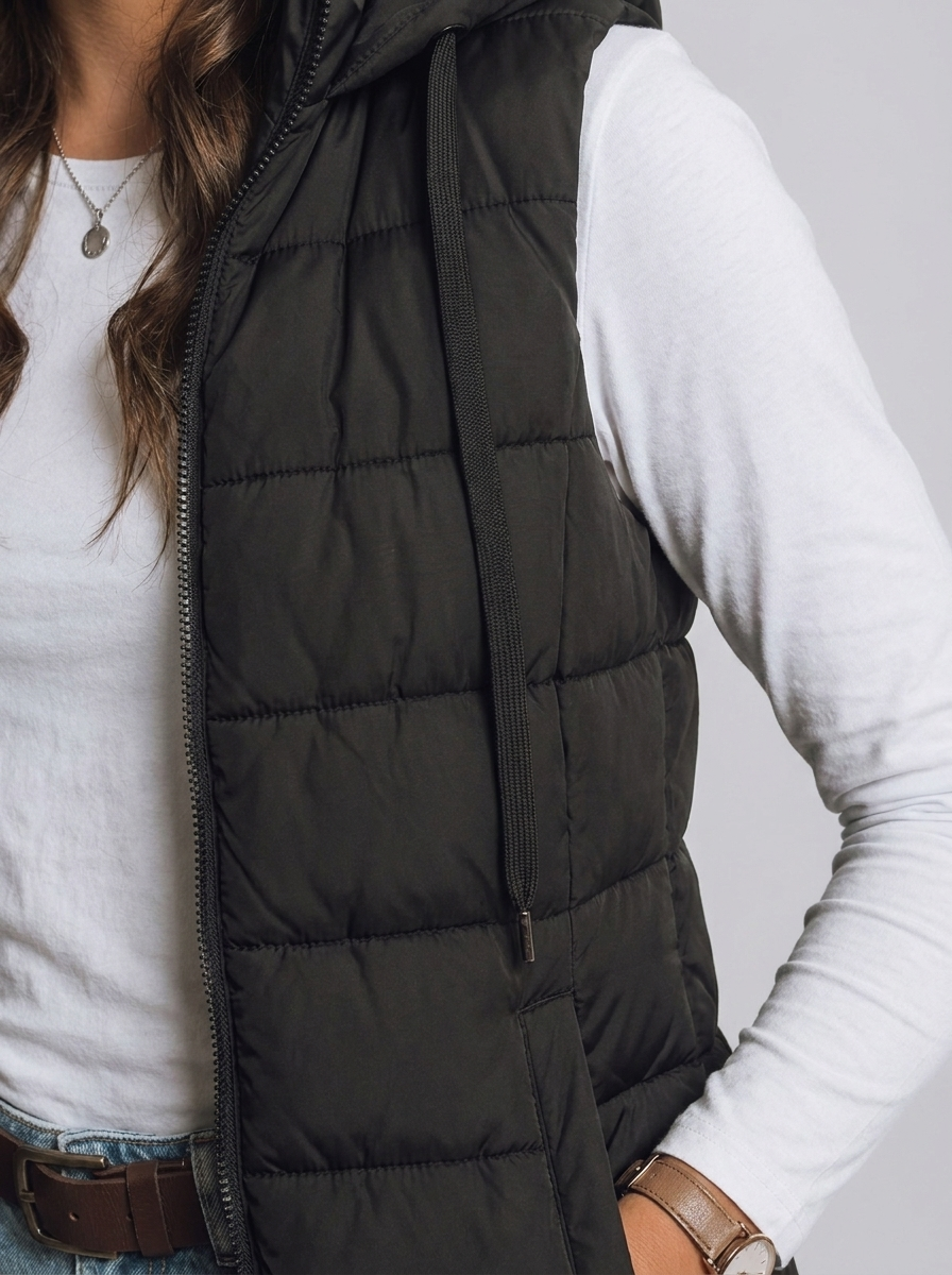 Longline Hooded Quilted Puffer Vest