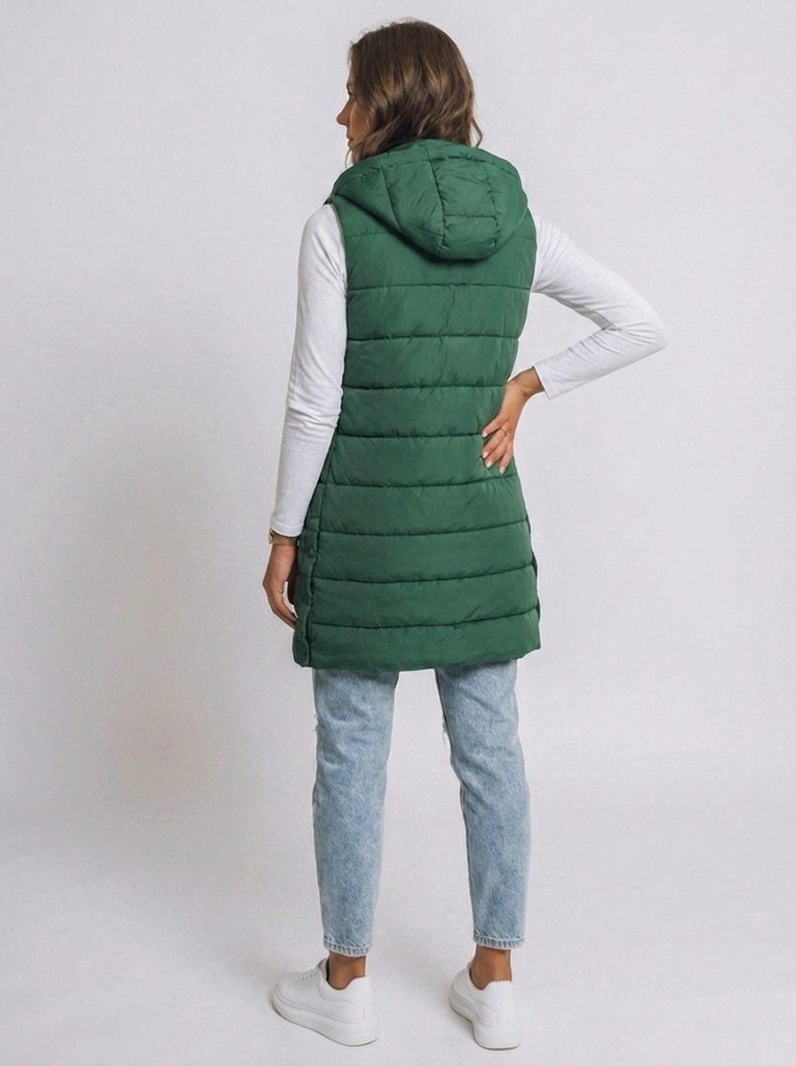 Longline Hooded Quilted Puffer Vest
