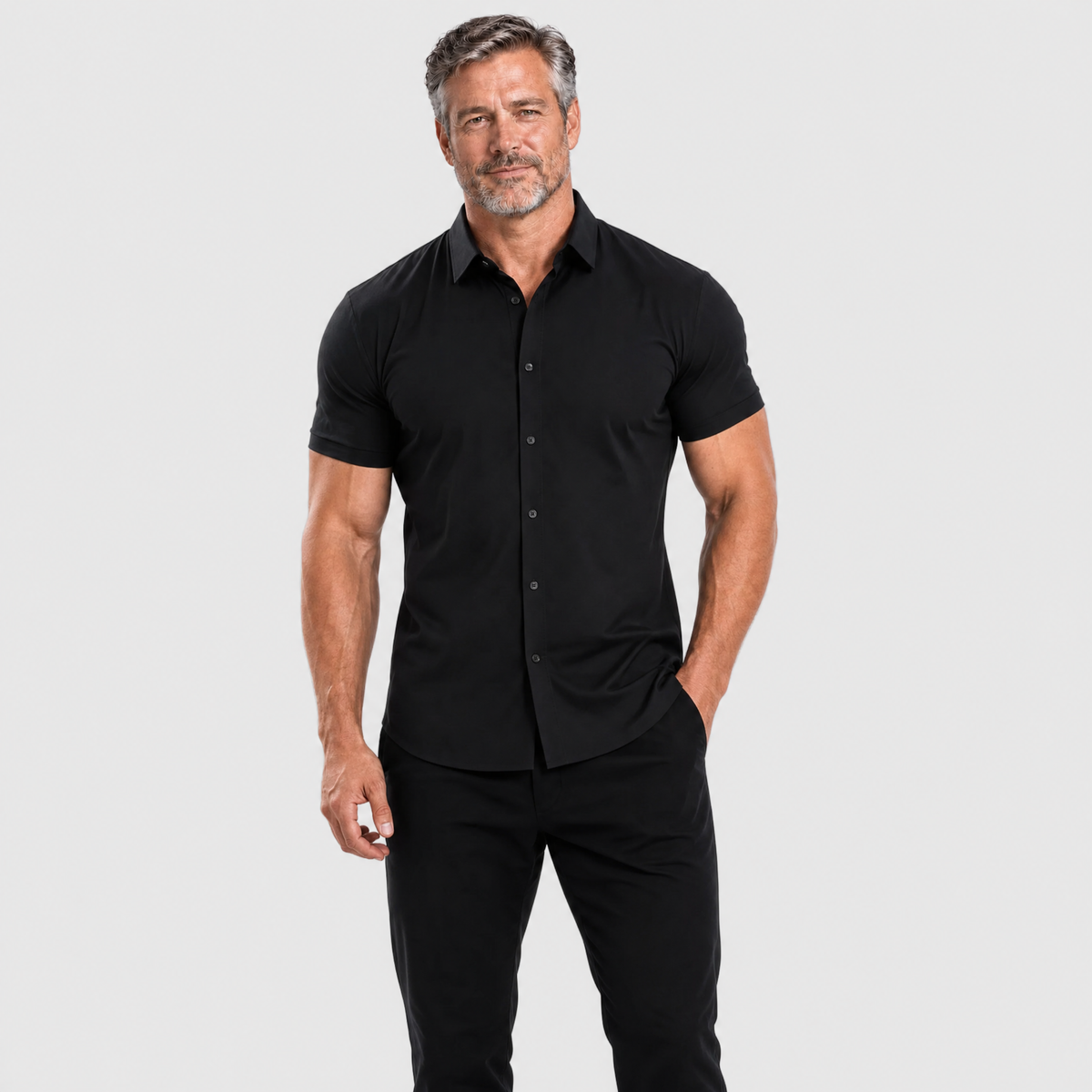 Men's Muscle-Fit Stretch Short-Sleeve Shirt