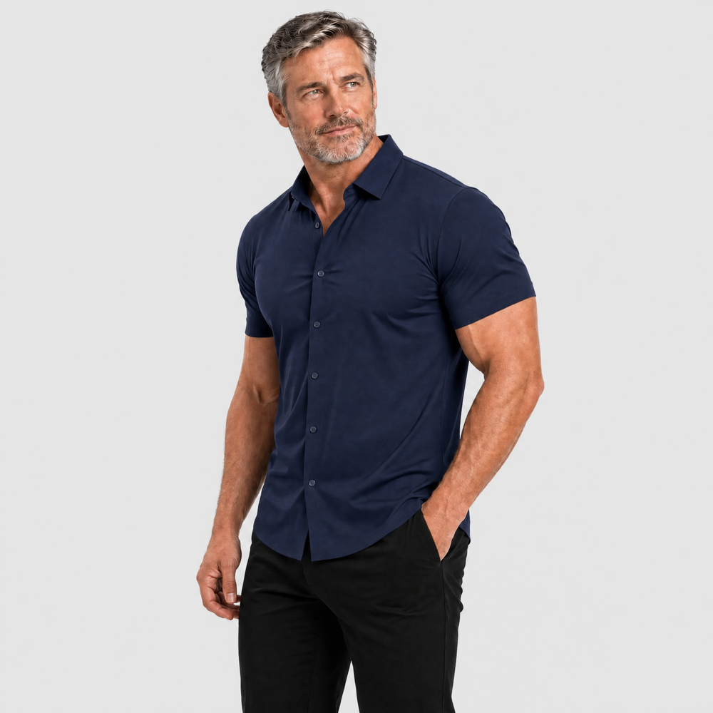 Men's Muscle-Fit Stretch Short-Sleeve Shirt