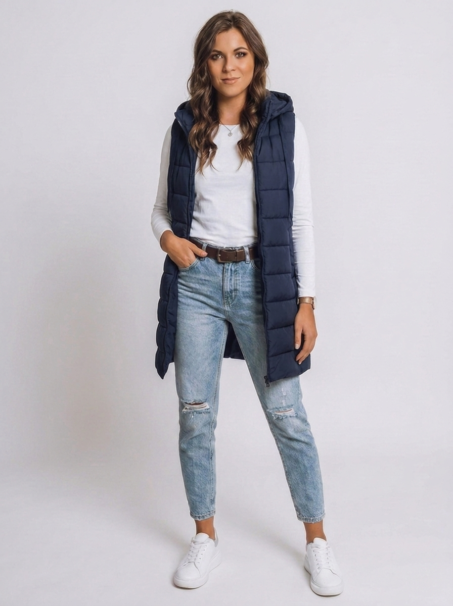 Longline Hooded Quilted Puffer Vest