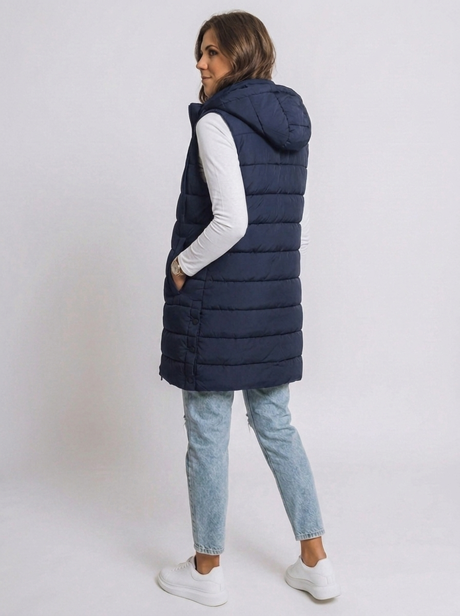 Longline Hooded Quilted Puffer Vest