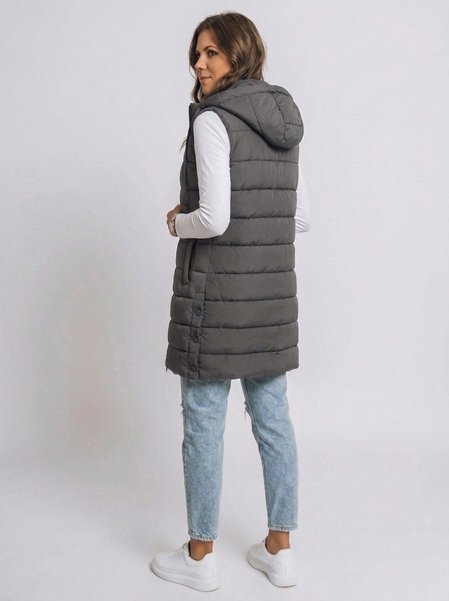 Longline Hooded Quilted Puffer Vest