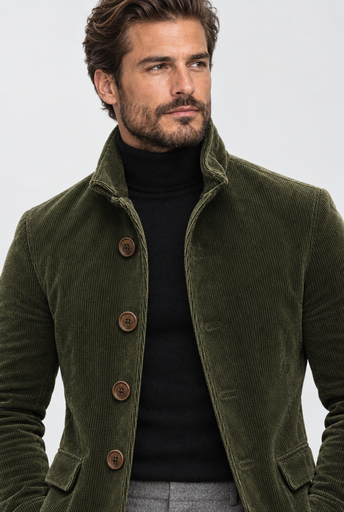 Stand collar detail, olive