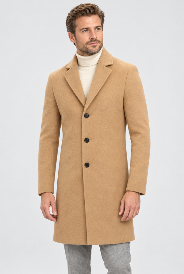 Manteau droit classique effet laine